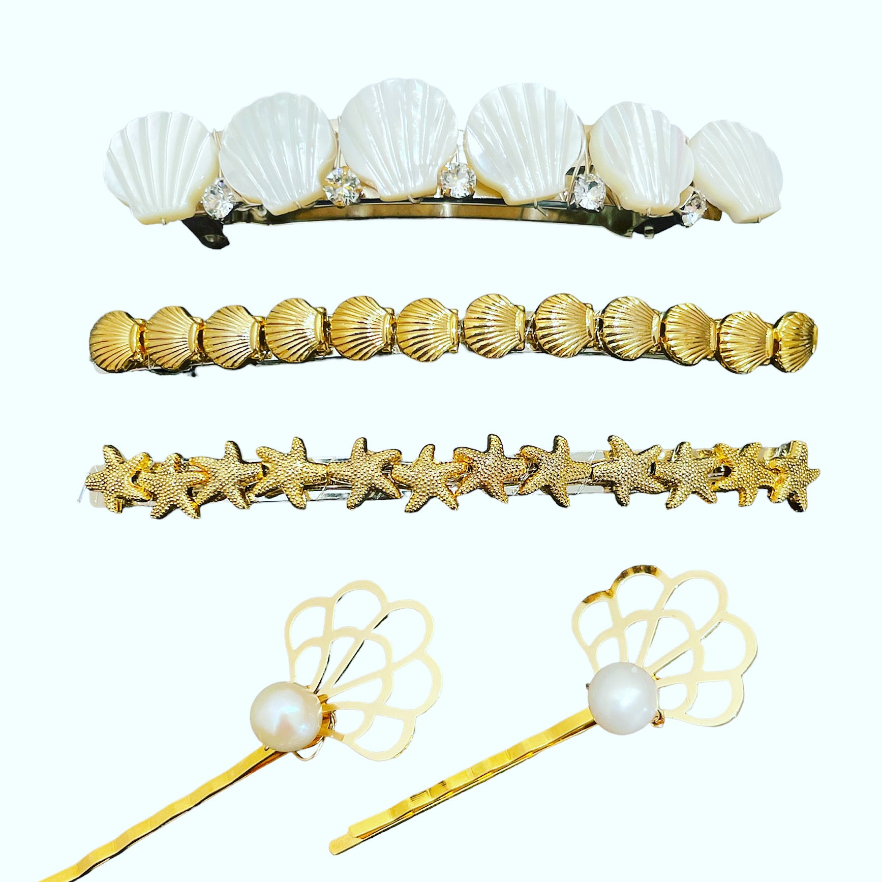 Mother-of-Pearl Shell Crystal Barrette