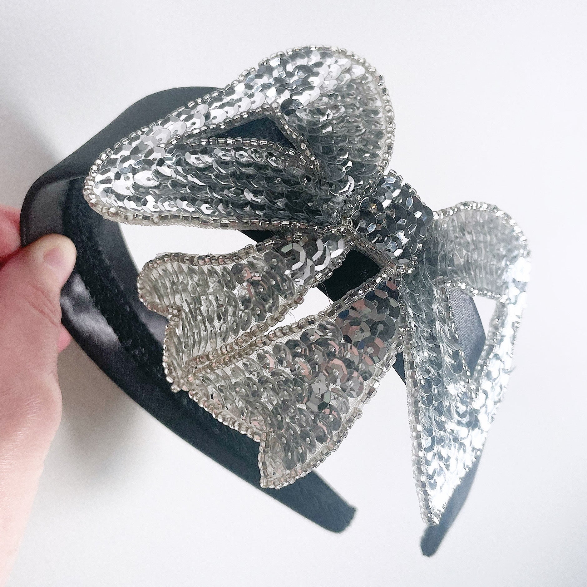 Sequin Bow Satin Headband