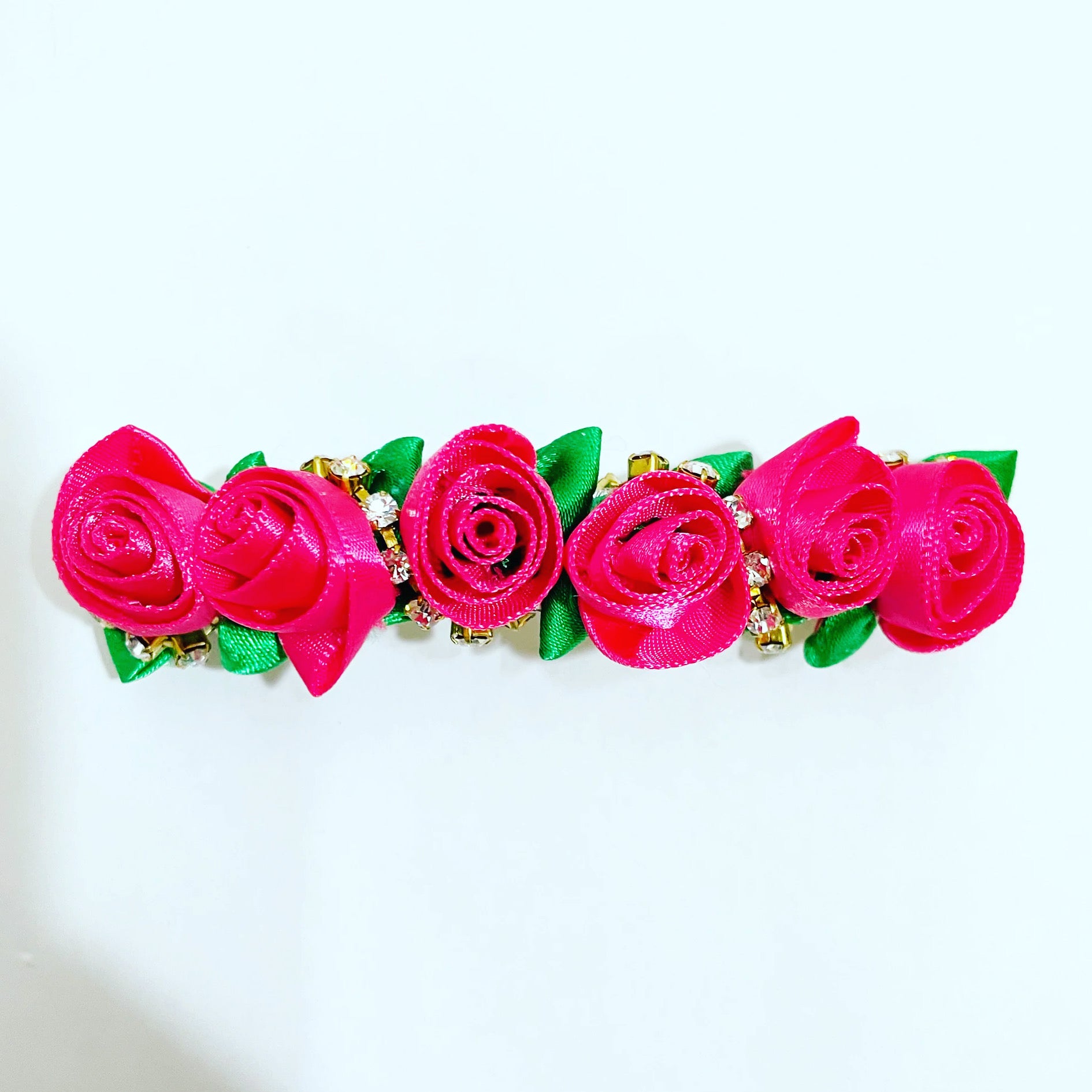 Satin Rose Crystal Barrette