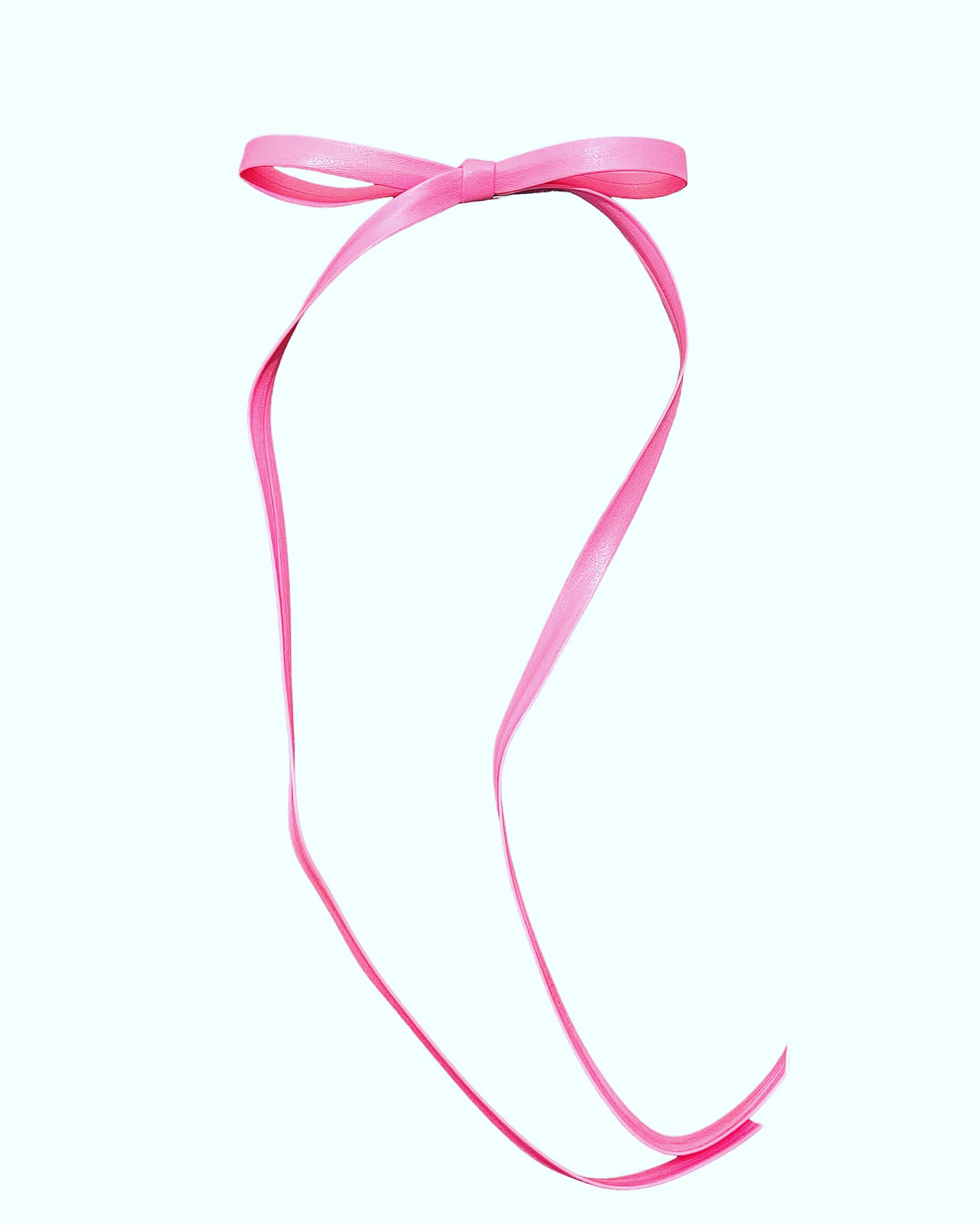 Long Faux Leather Bow Barrette