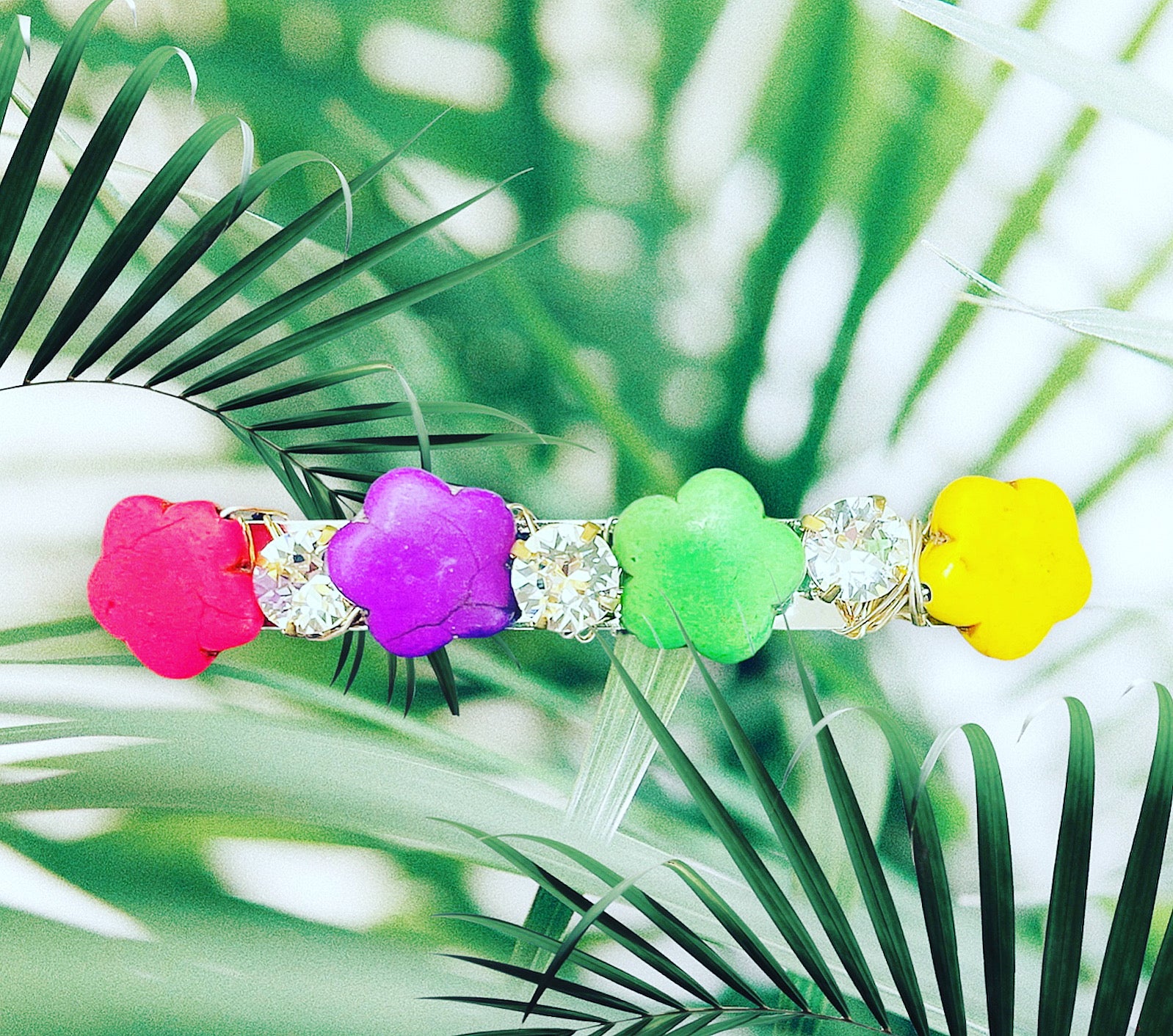 Flower Gemstone Crystal Barrette