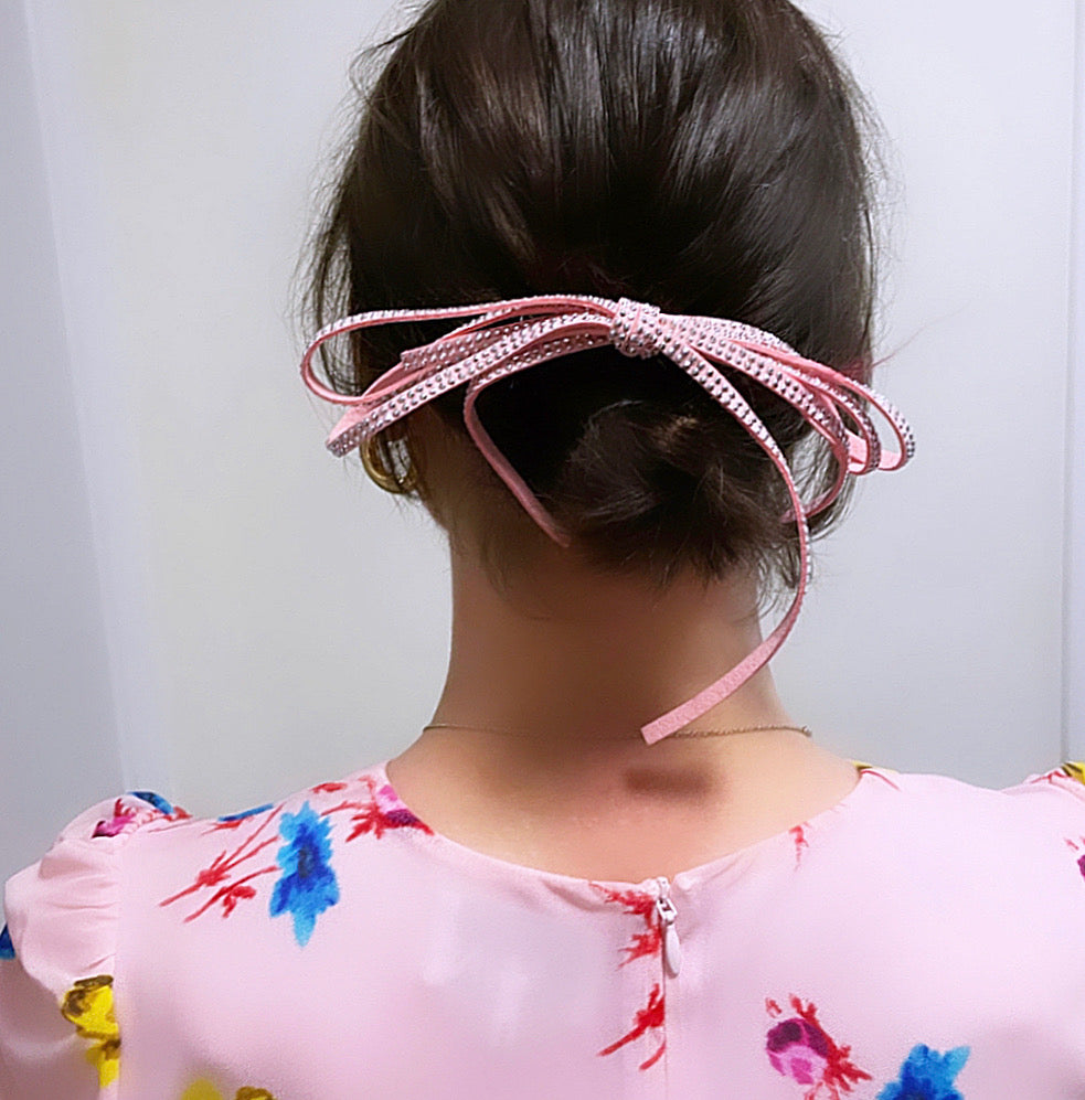 Faux Suede Studded Bow Barrette