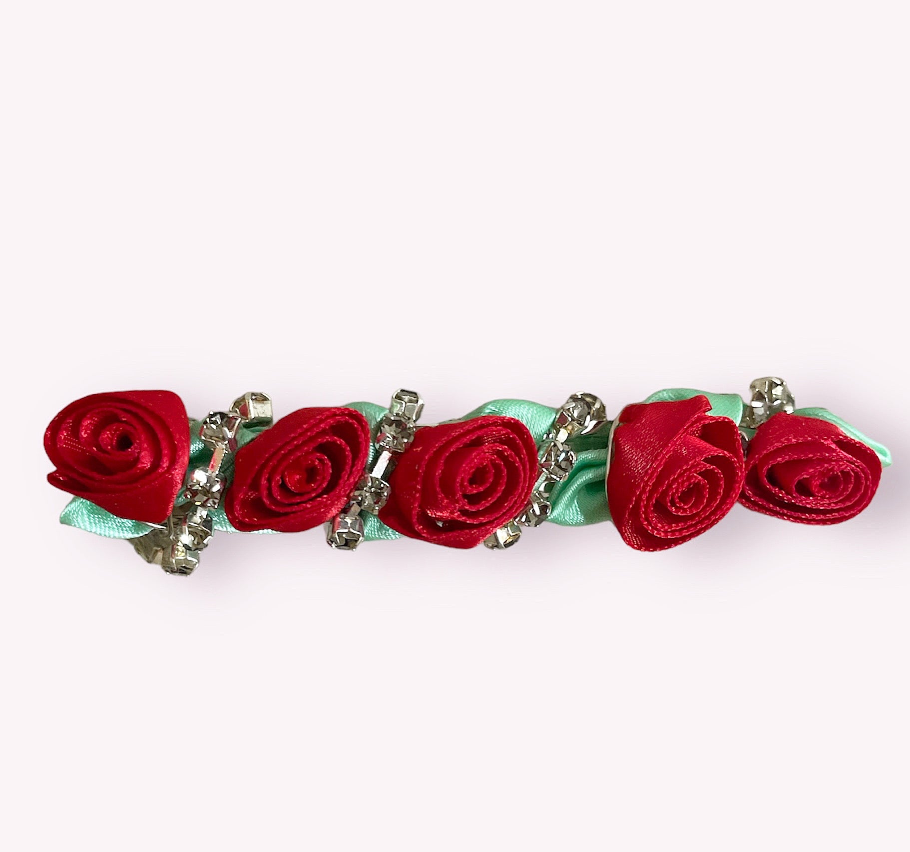 Satin Rose Crystal Barrette