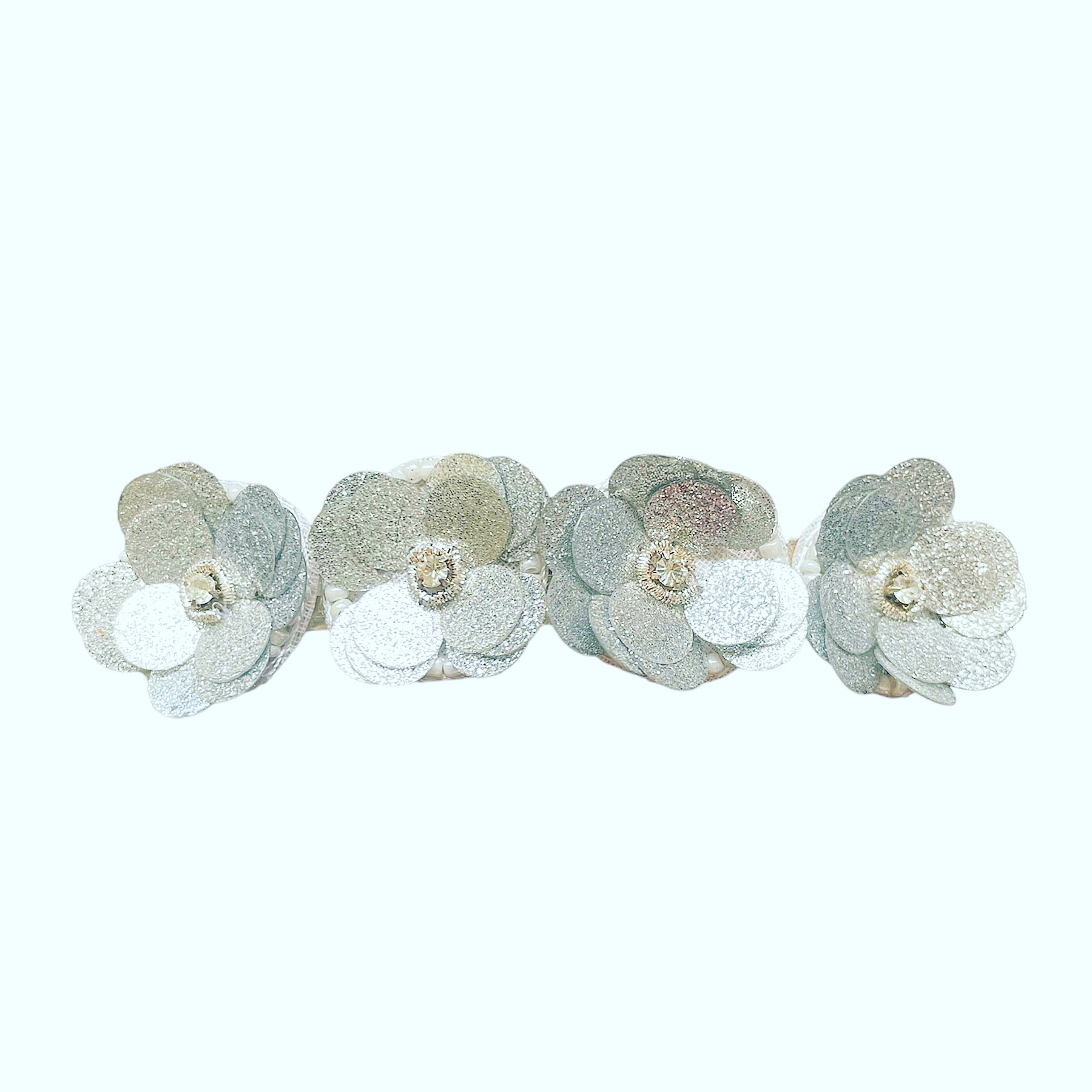 Sequin Crystal Floral Barrette
