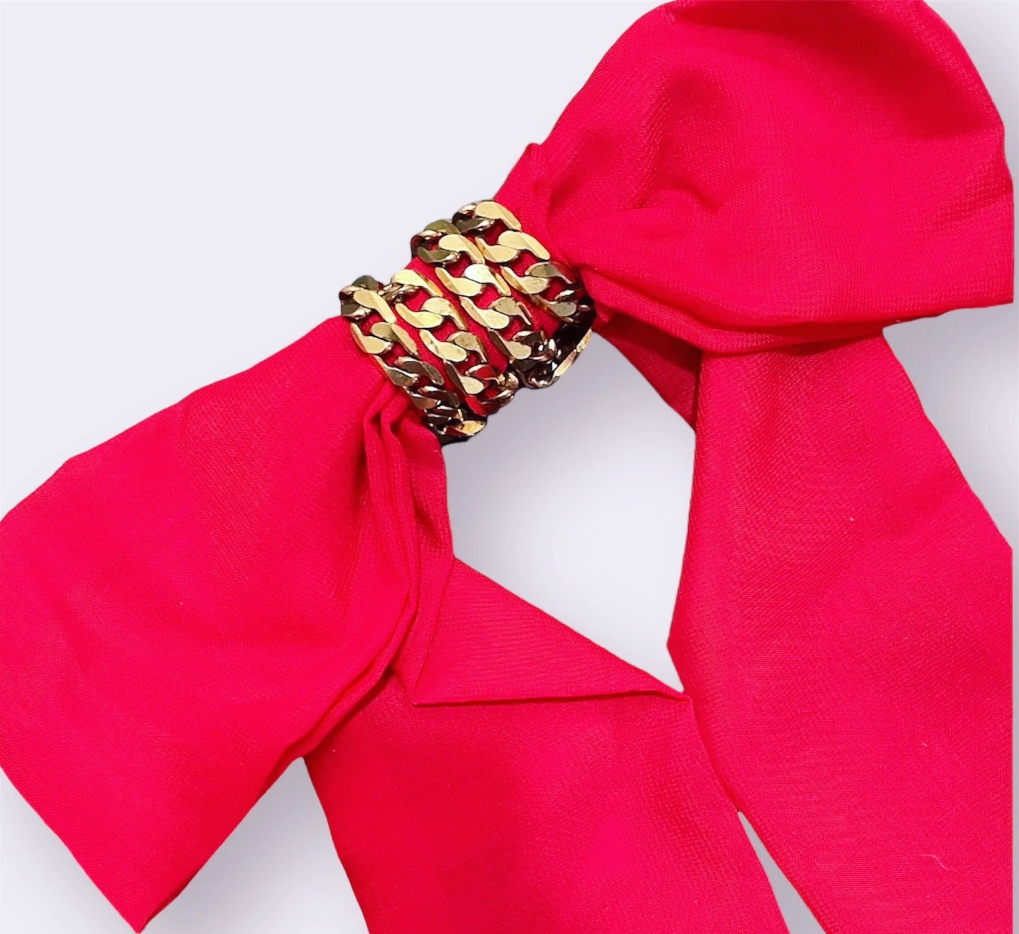 Chain Chiffon Bow Barrette