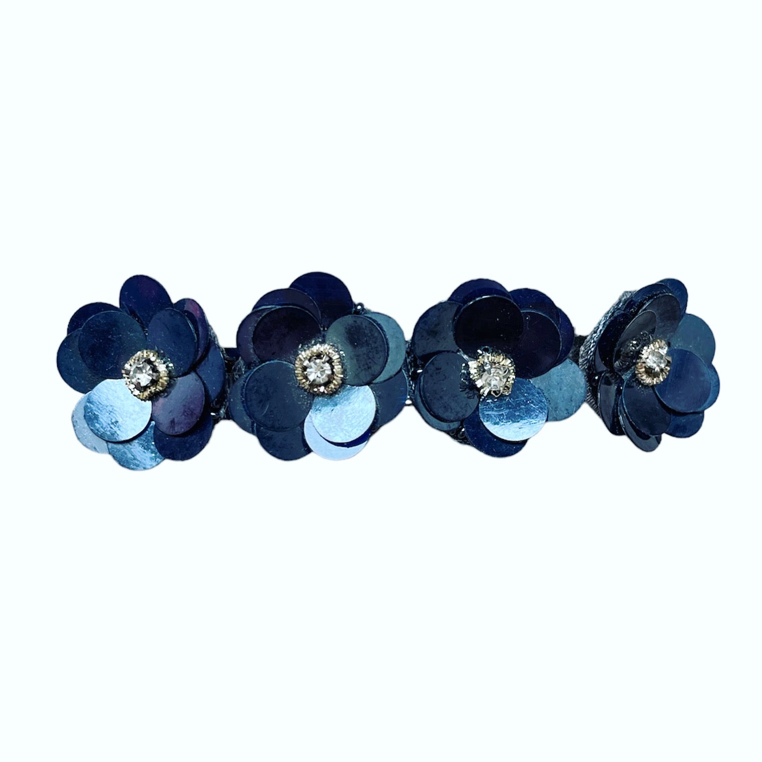 Sequin Crystal Floral Barrette