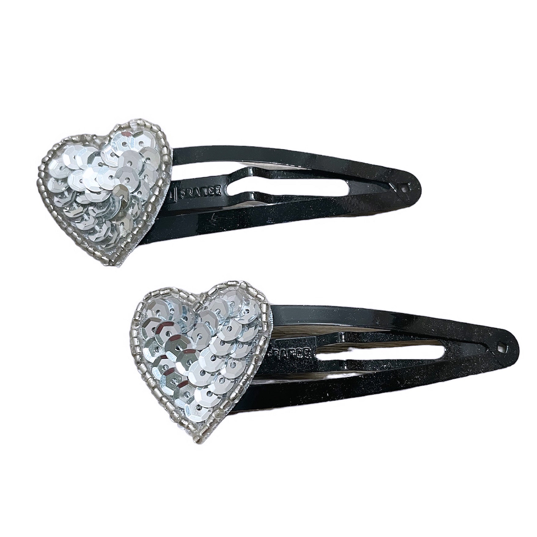 Sequin Heart Snap Clip Set