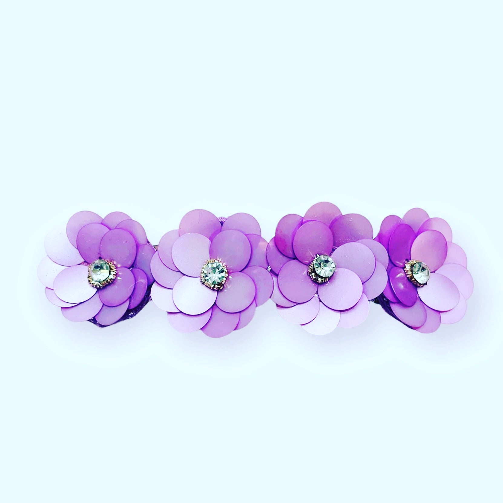 Sequin Crystal Floral Barrette