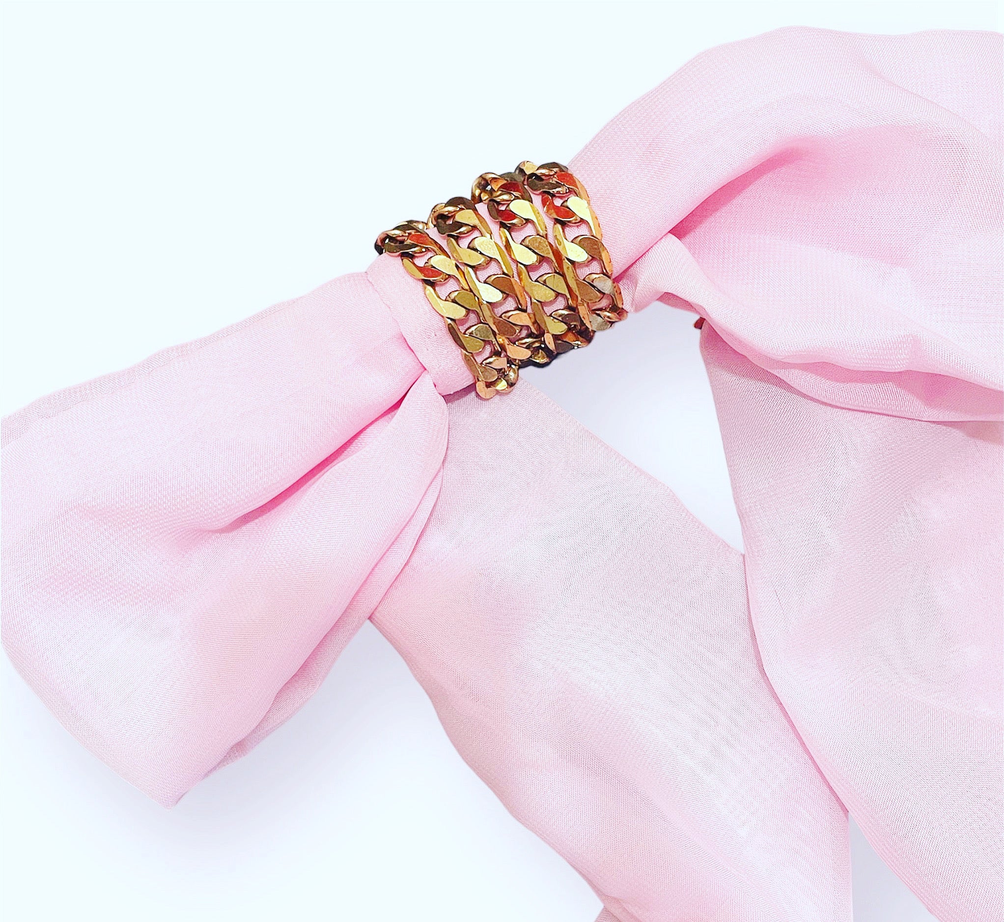 Chain Chiffon Bow Barrette