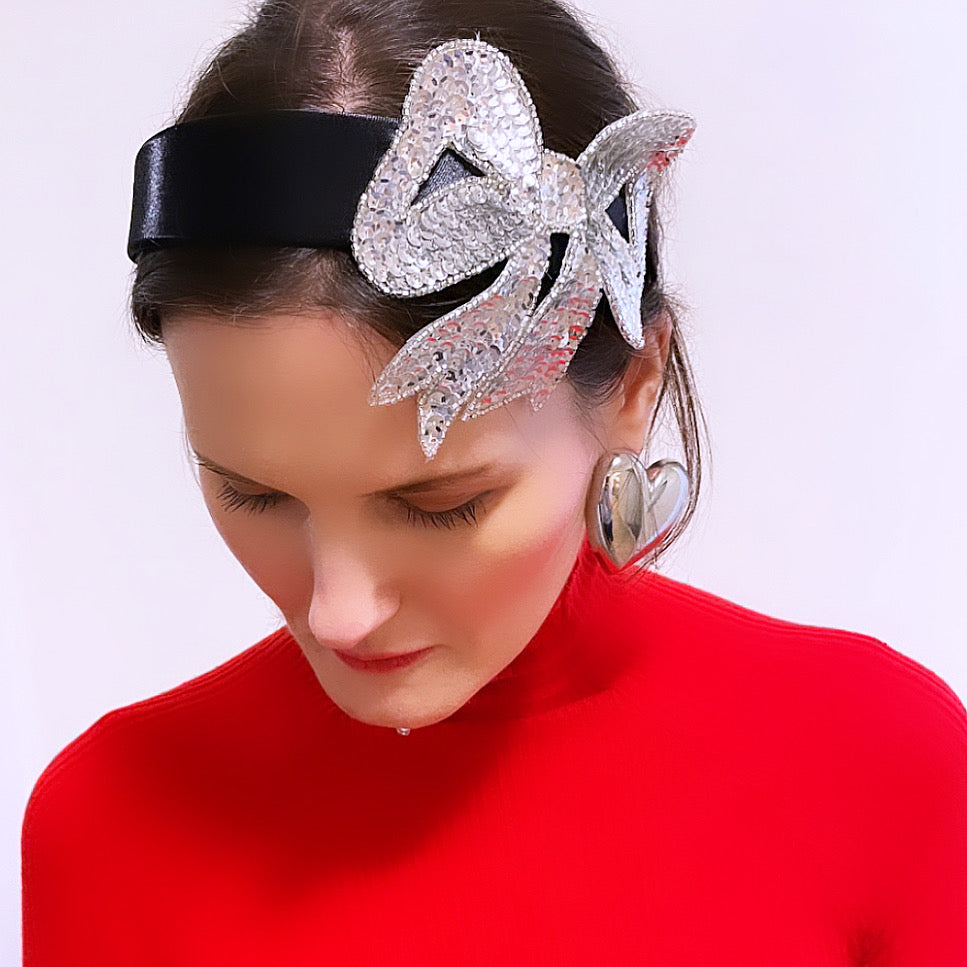 Sequin Bow Satin Headband