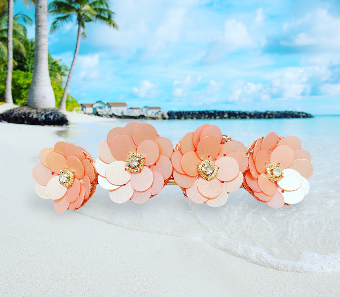 Sequin Crystal Floral Barrette