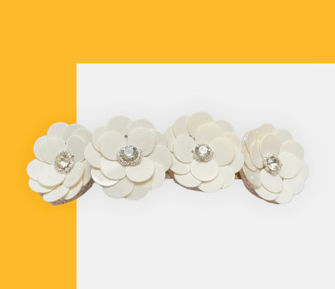 Sequin Crystal Floral Barrette