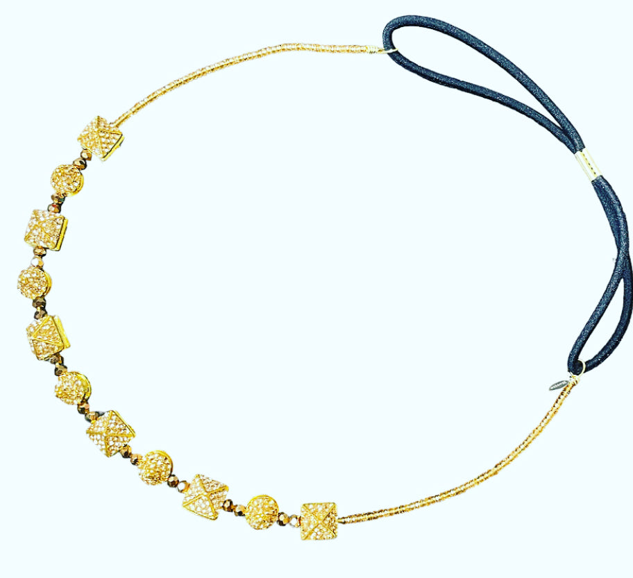 Crystal Pyramid Spike Beaded Headpiece