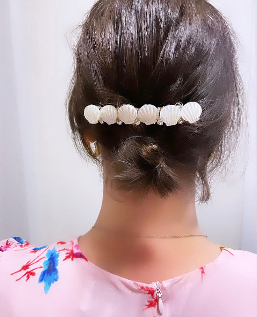 Mother-of-Pearl Shell Crystal Barrette