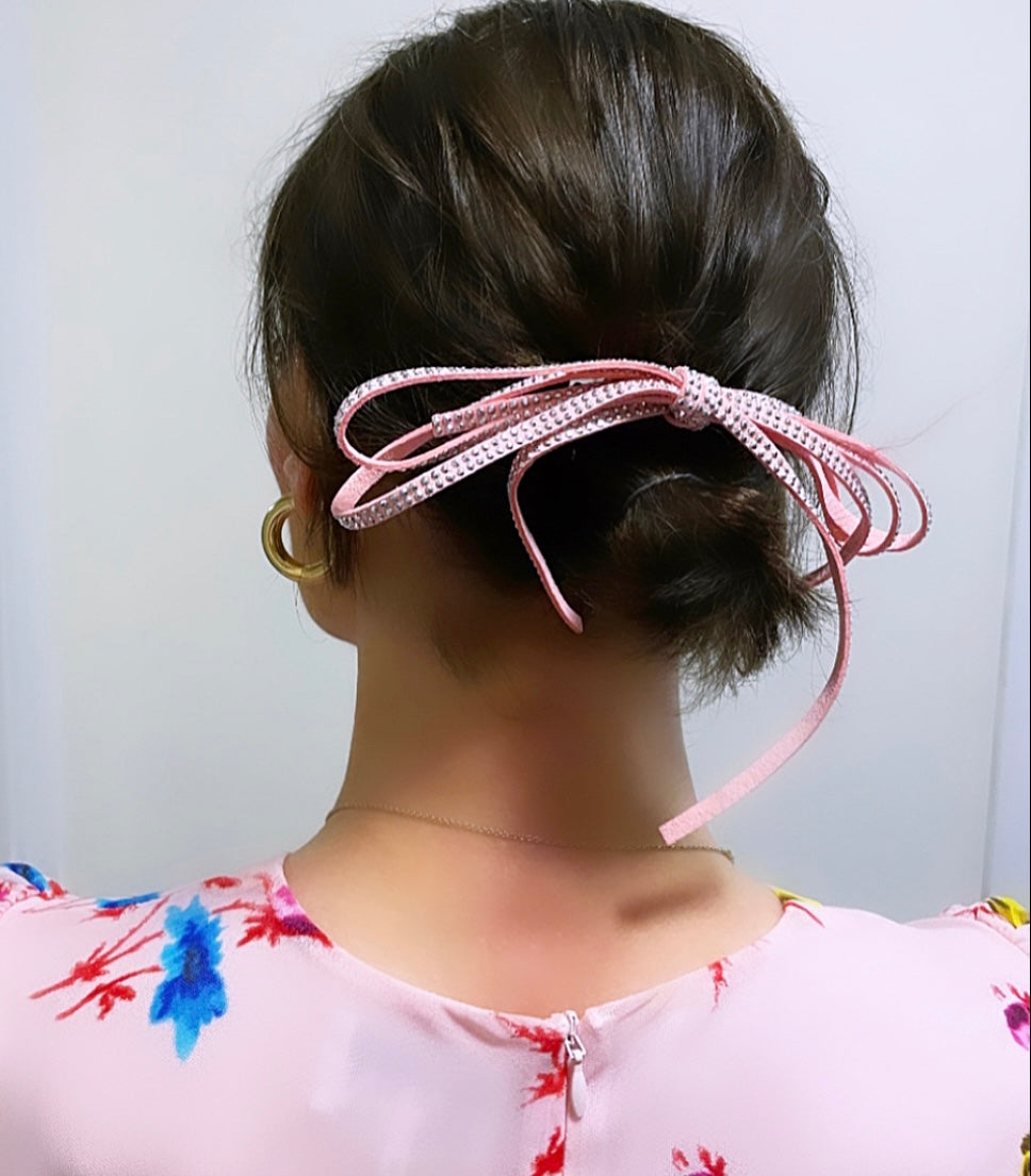 Faux Suede Studded Bow Barrette