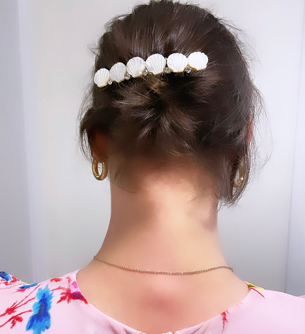 Mother-of-Pearl Shell Crystal Barrette