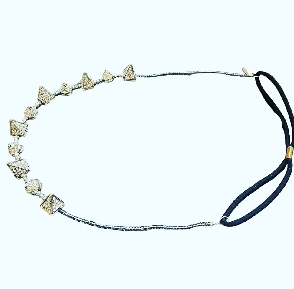 Crystal Pyramid Spike Beaded Headpiece