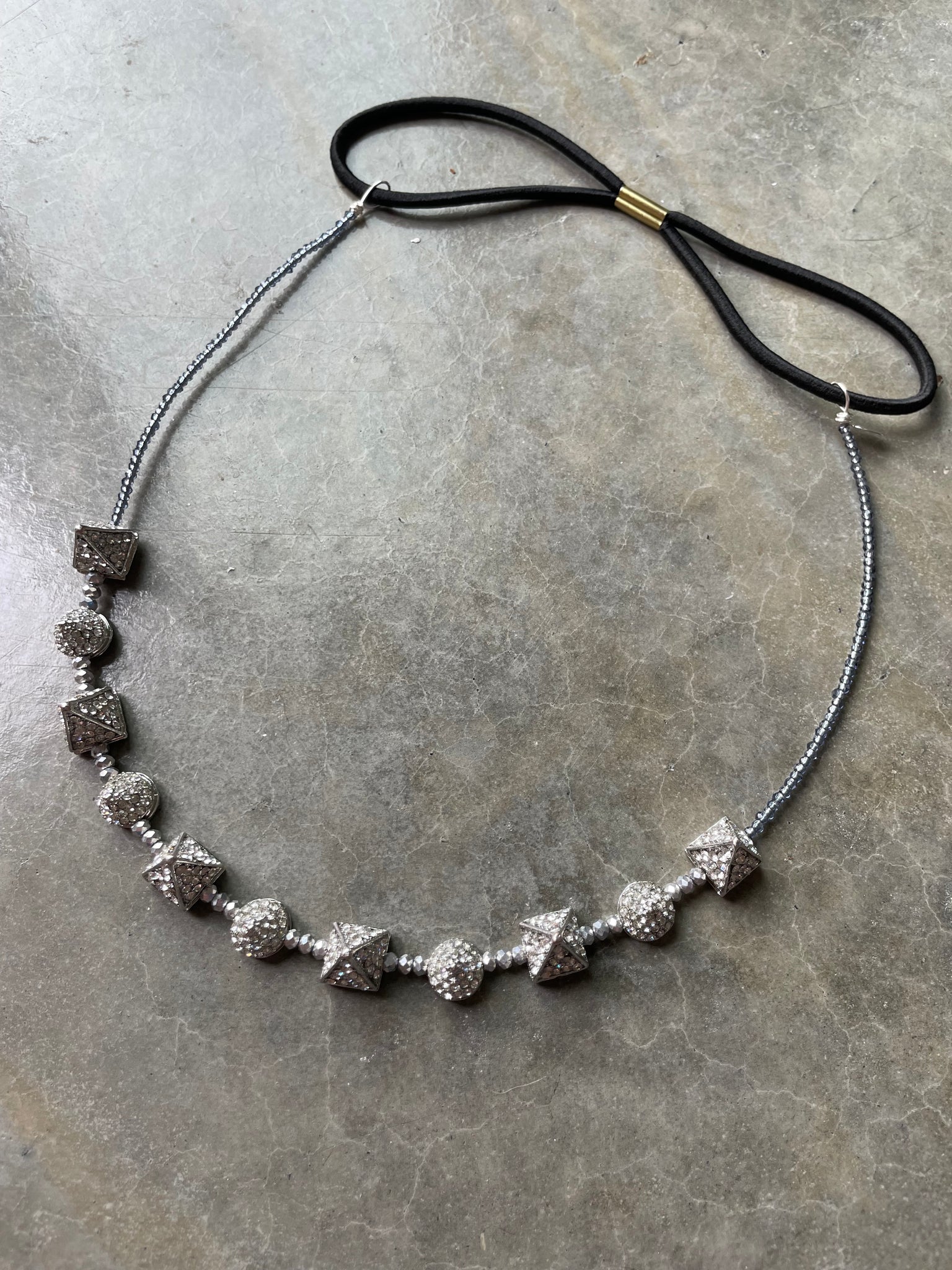 Crystal Pyramid Spike Beaded Headpiece