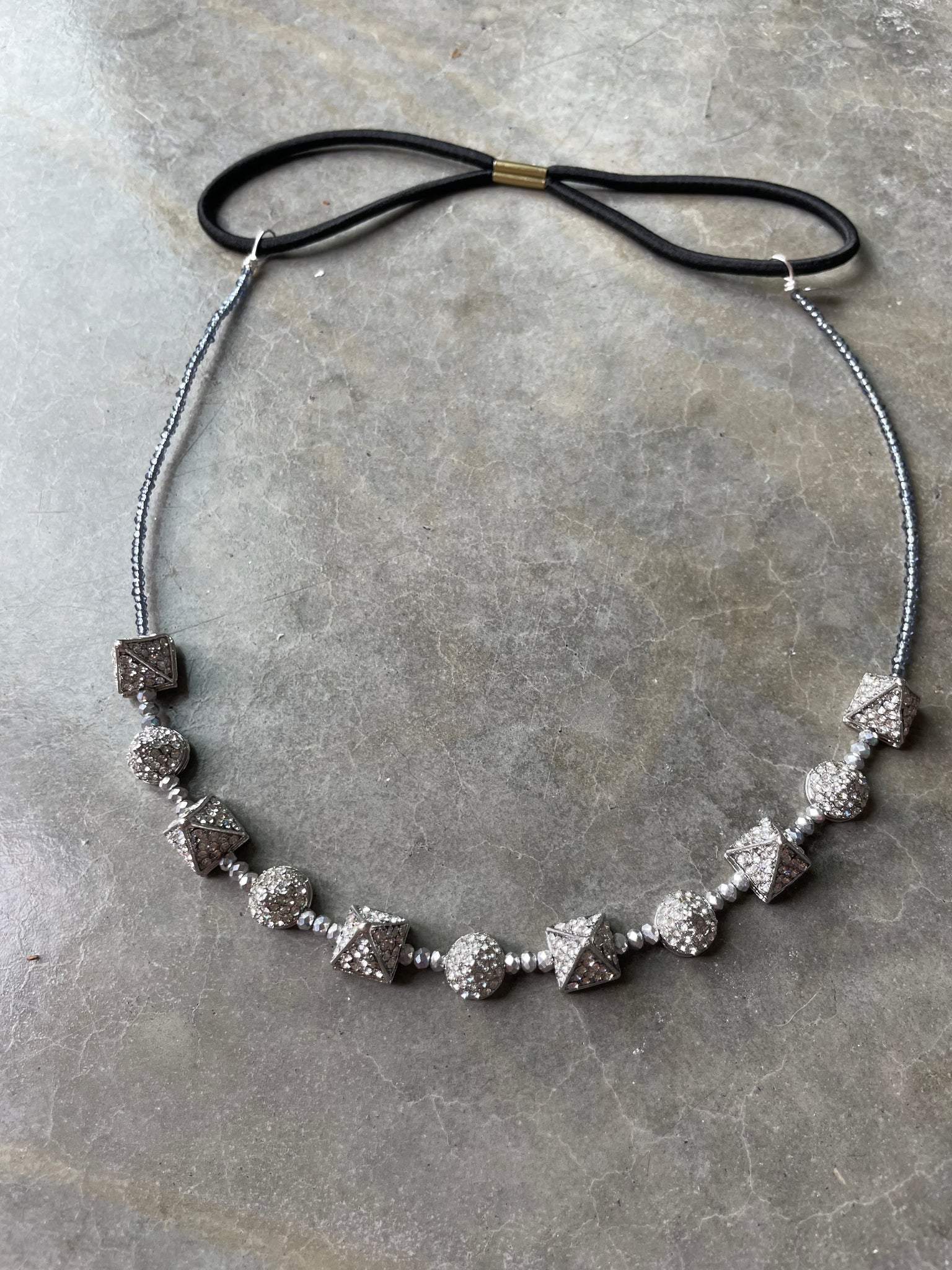 Crystal Pyramid Spike Beaded Headpiece