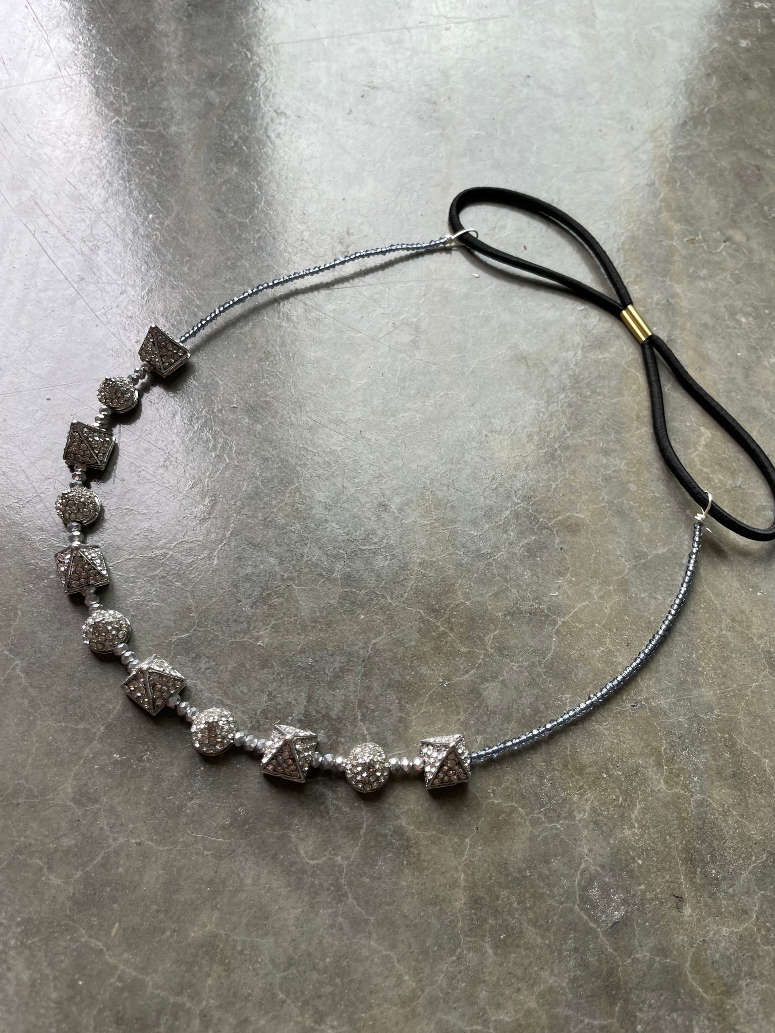 Crystal Pyramid Spike Beaded Headpiece