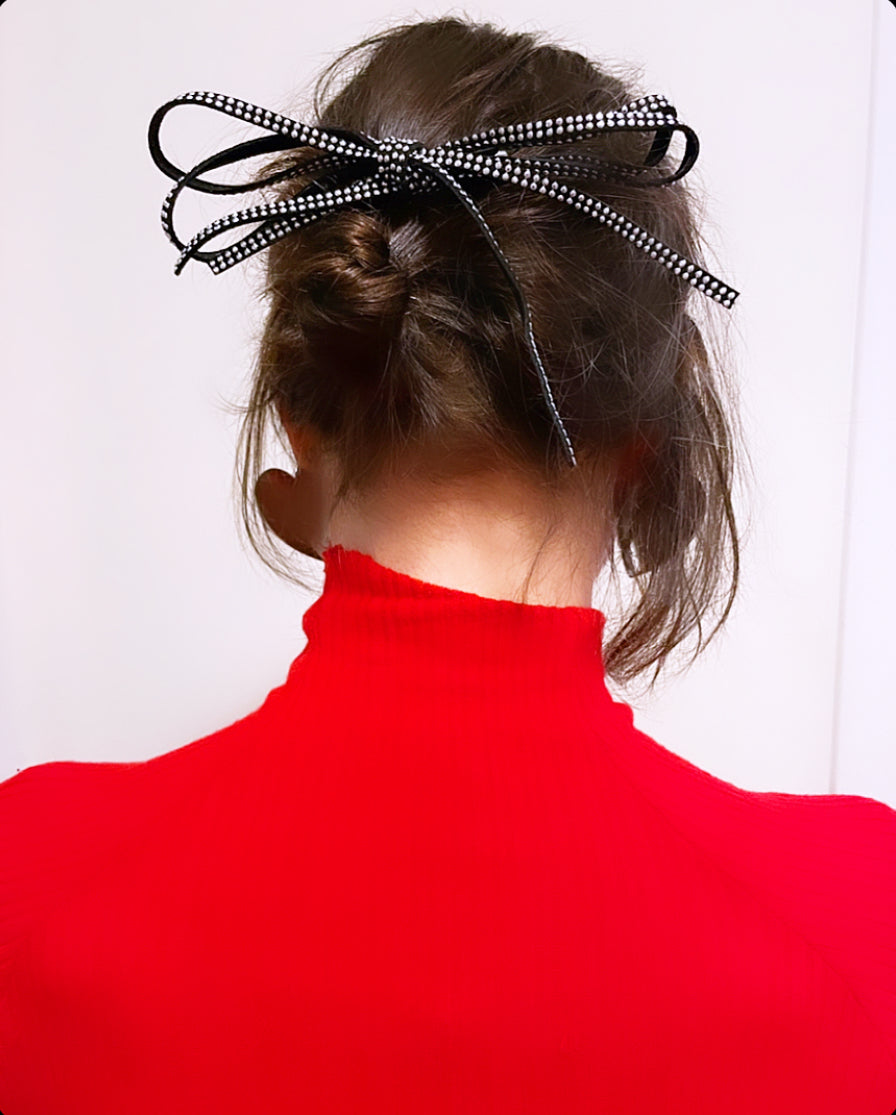 Faux Suede Studded Bow Barrette