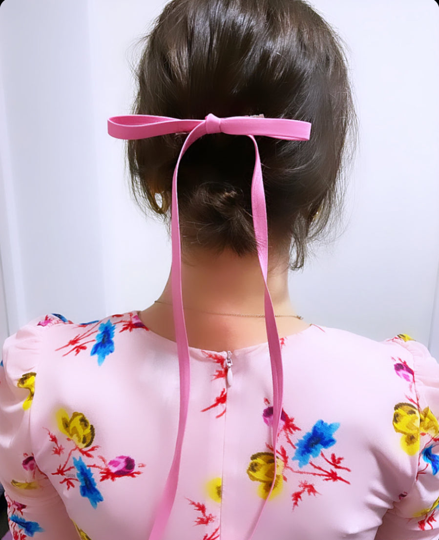 Long Faux Leather Bow Barrette