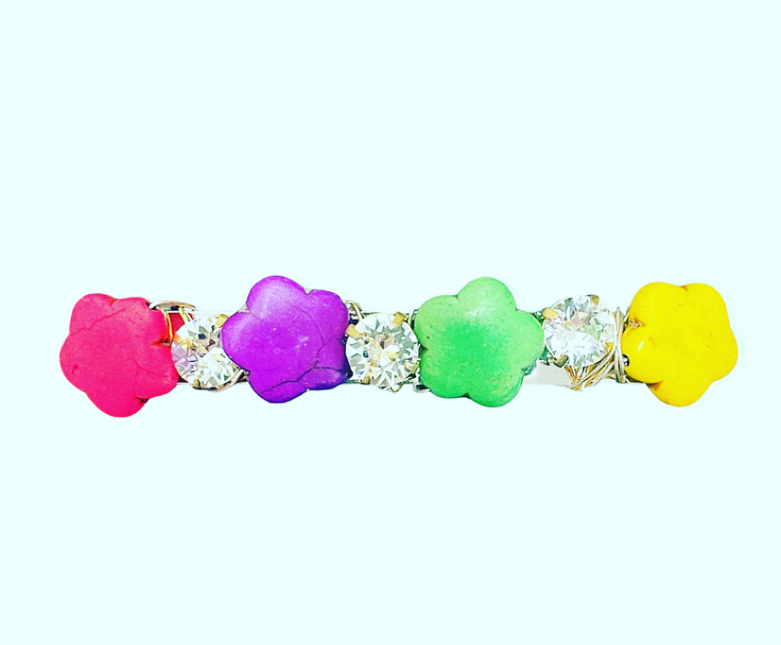 Flower Gemstone Crystal Barrette