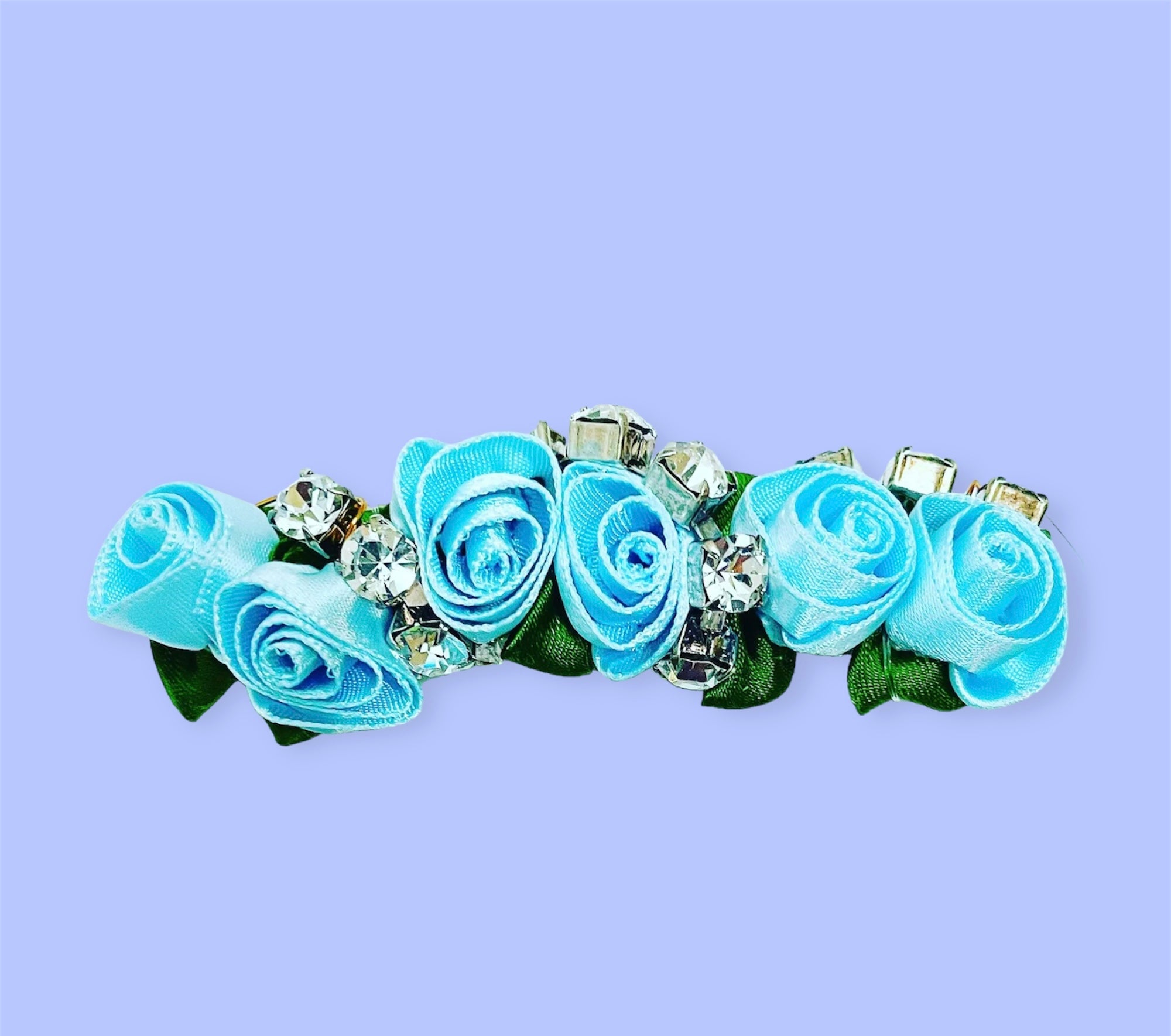 Satin Rose Crystal Barrette