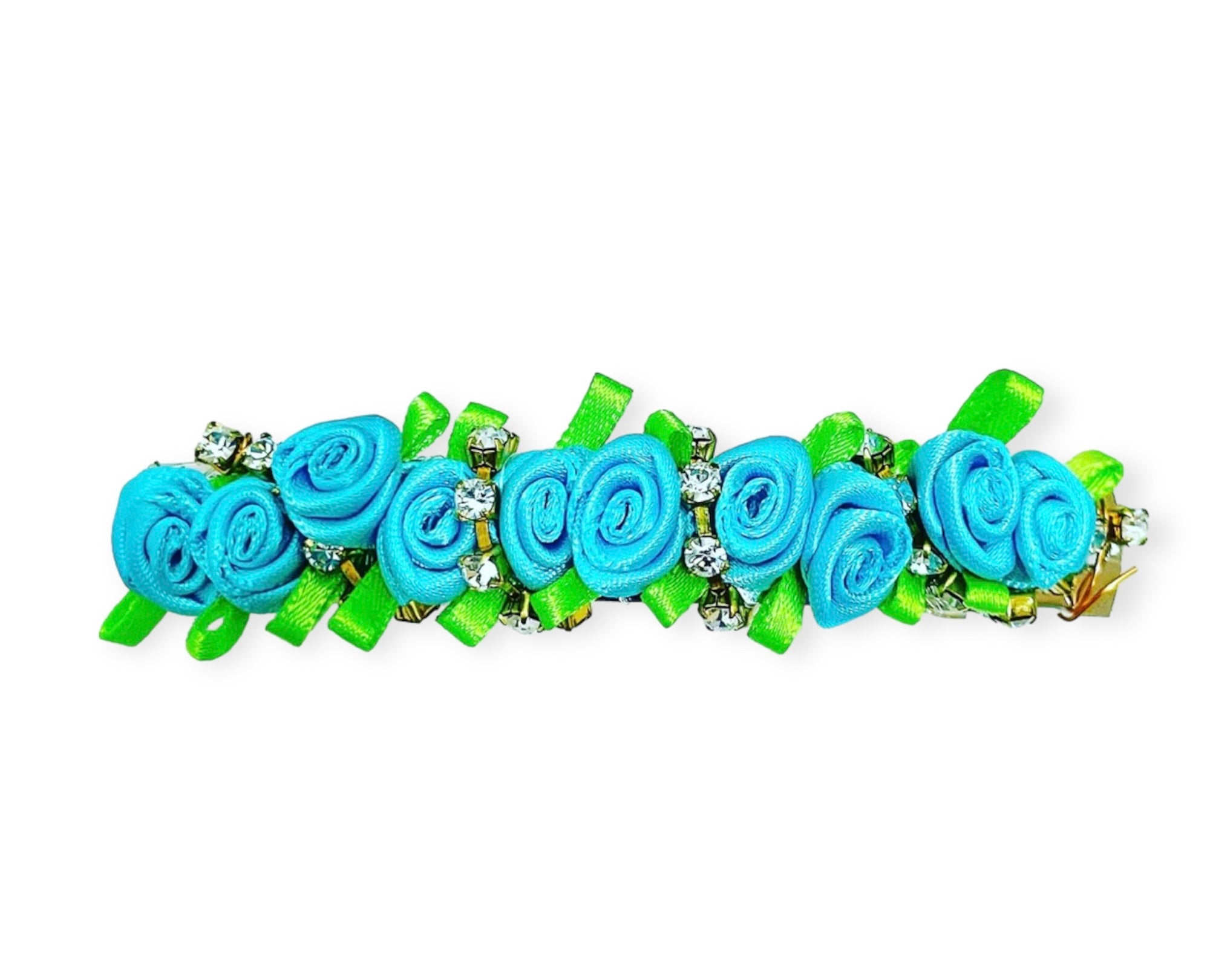 Satin Rose Crystal Barrette