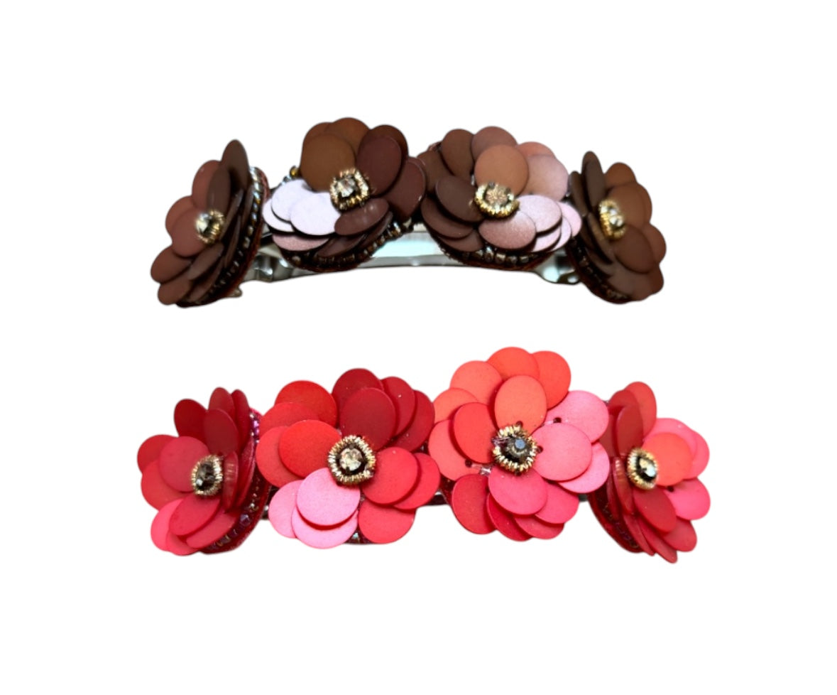 Sequin Floral Cuff Barrette