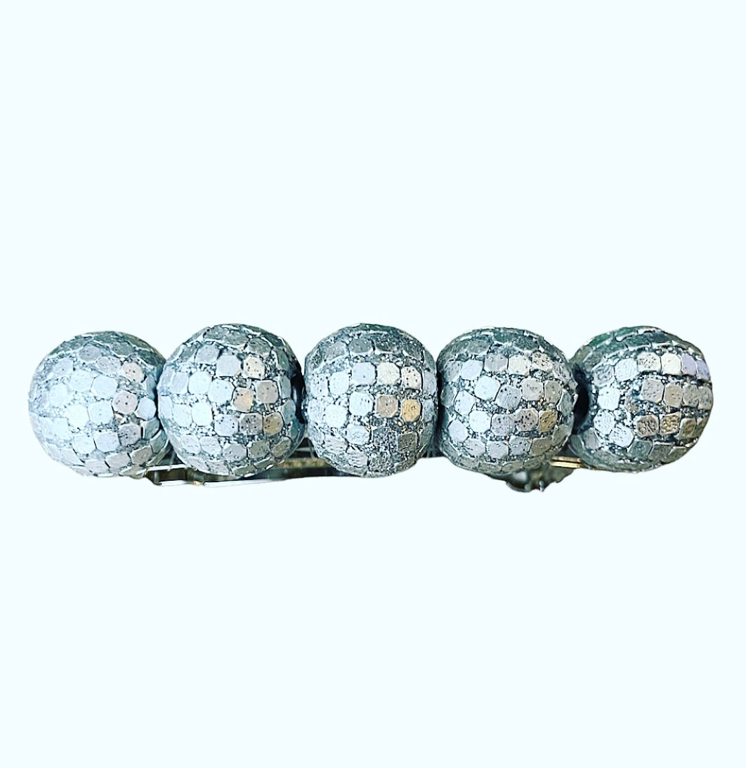 Silver Mesh Bead Barrette