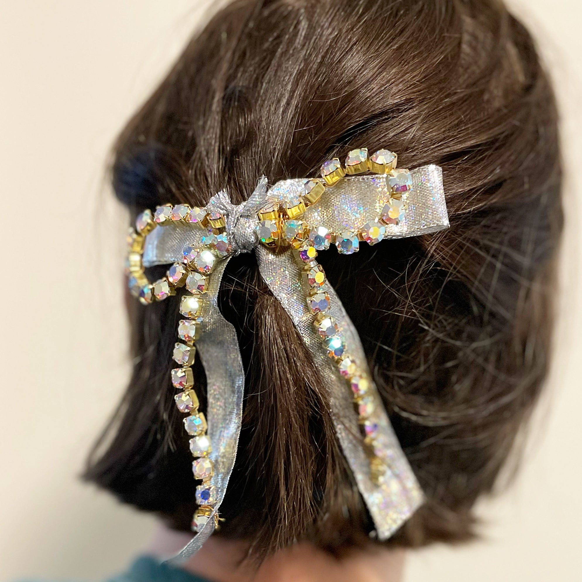 Crystal Chain Bow Barrette