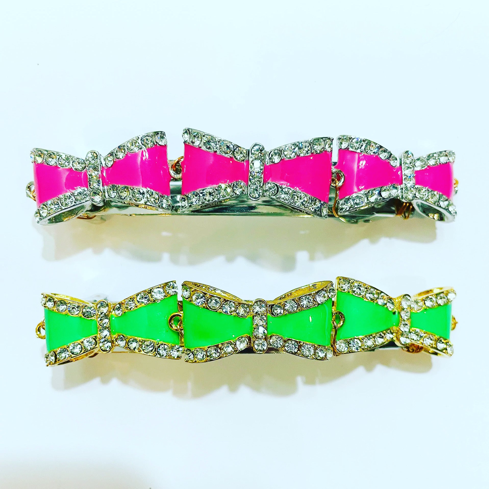 Enamel Crystal Bow Barrette