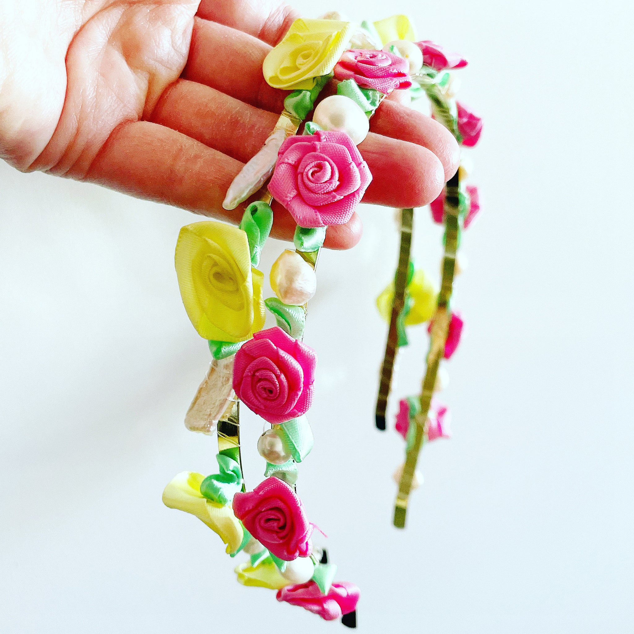 Satin Rose Pearl Headband