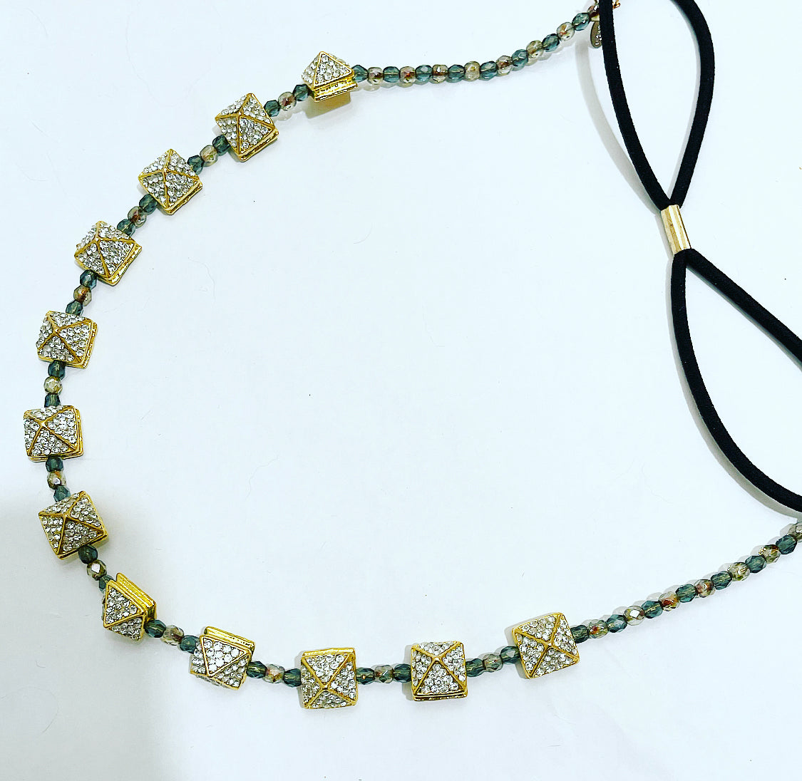 Crystal Pyramid Beaded Headpiece