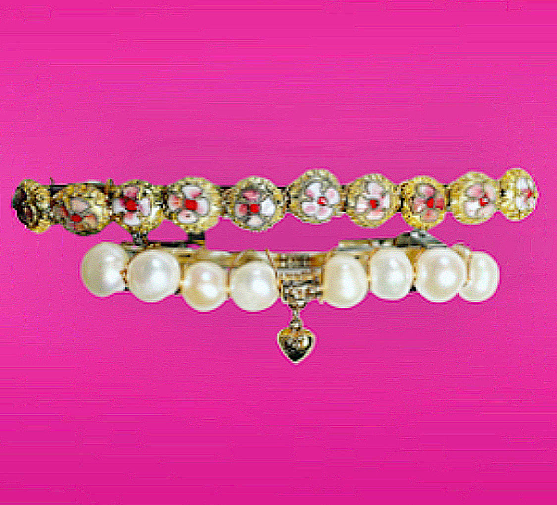 Heart Charm Pearl Barrette