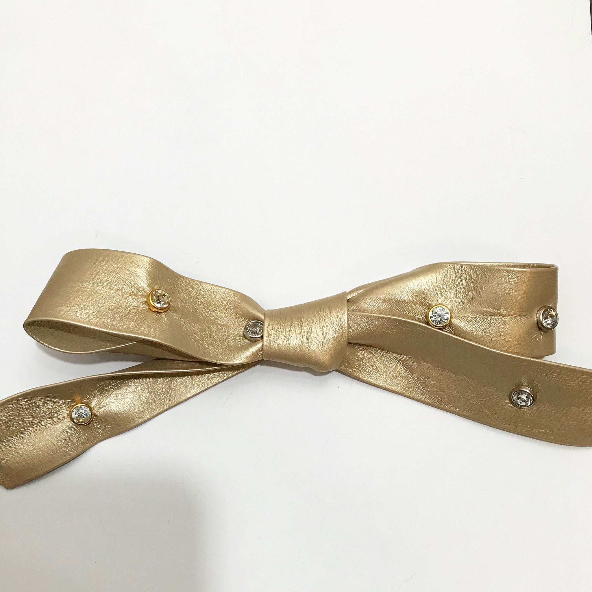 Faux Leather Studded Bow Barrette