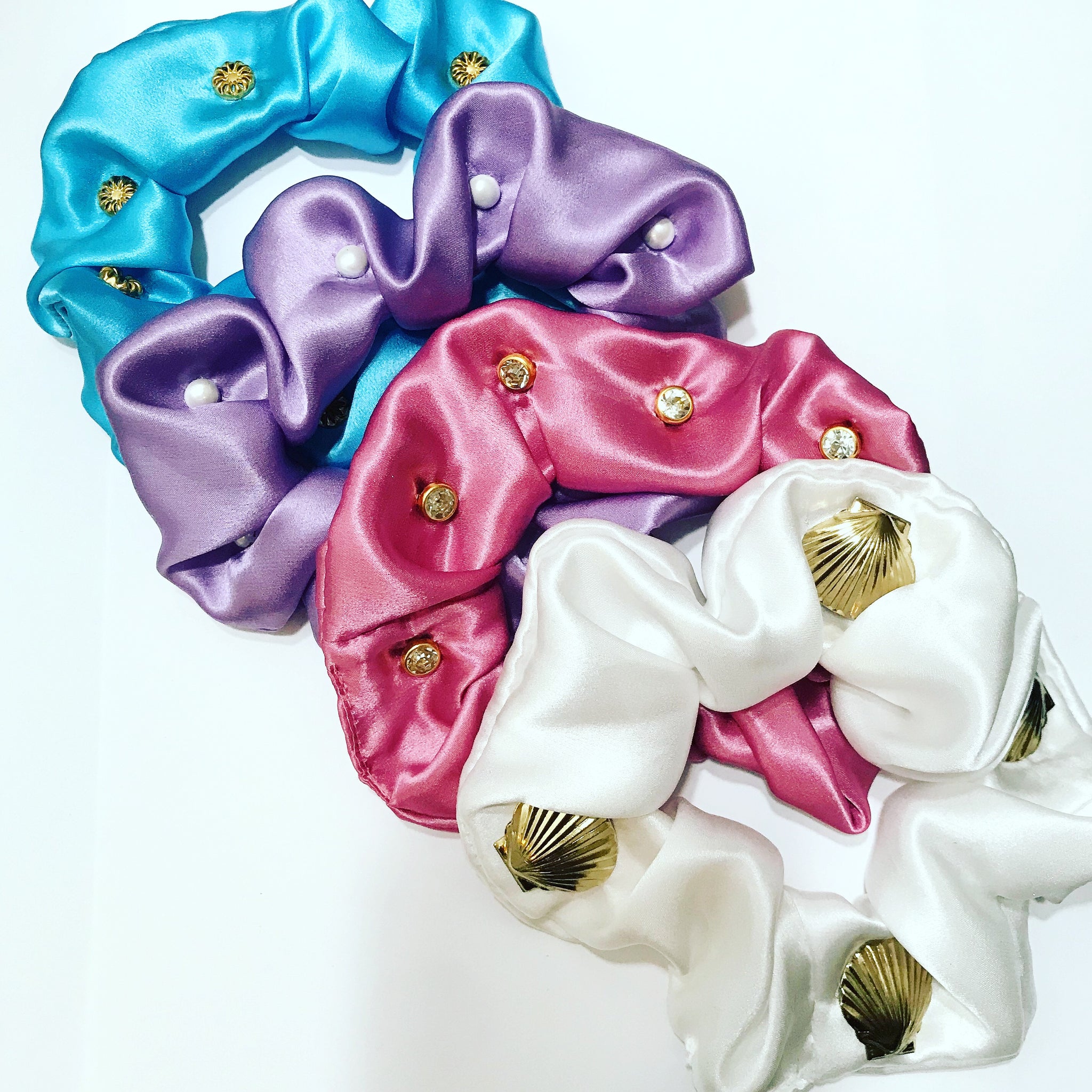 Silk Satin Studded Scrunchie