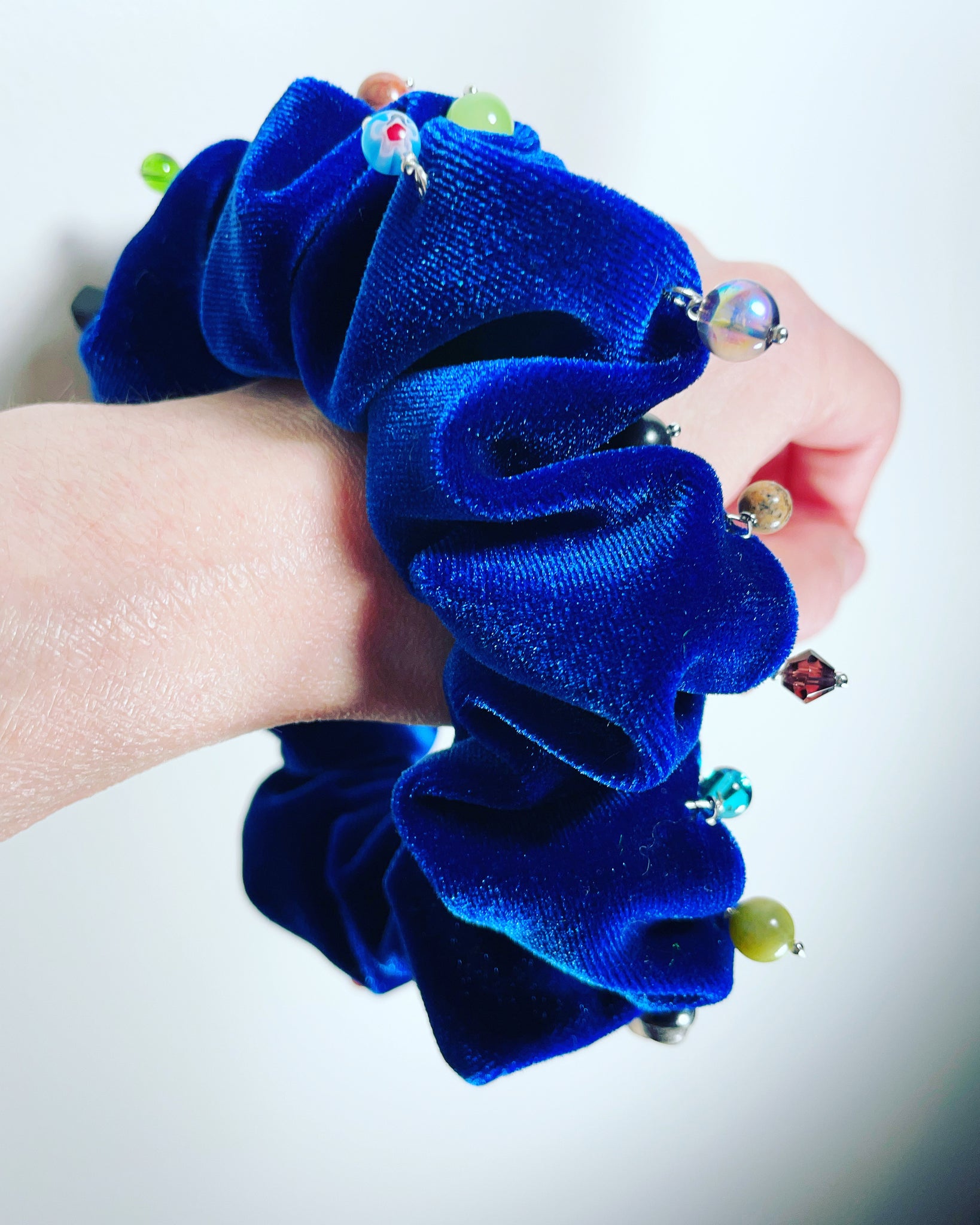 Hanging Jeweled Velvet Scrunchie