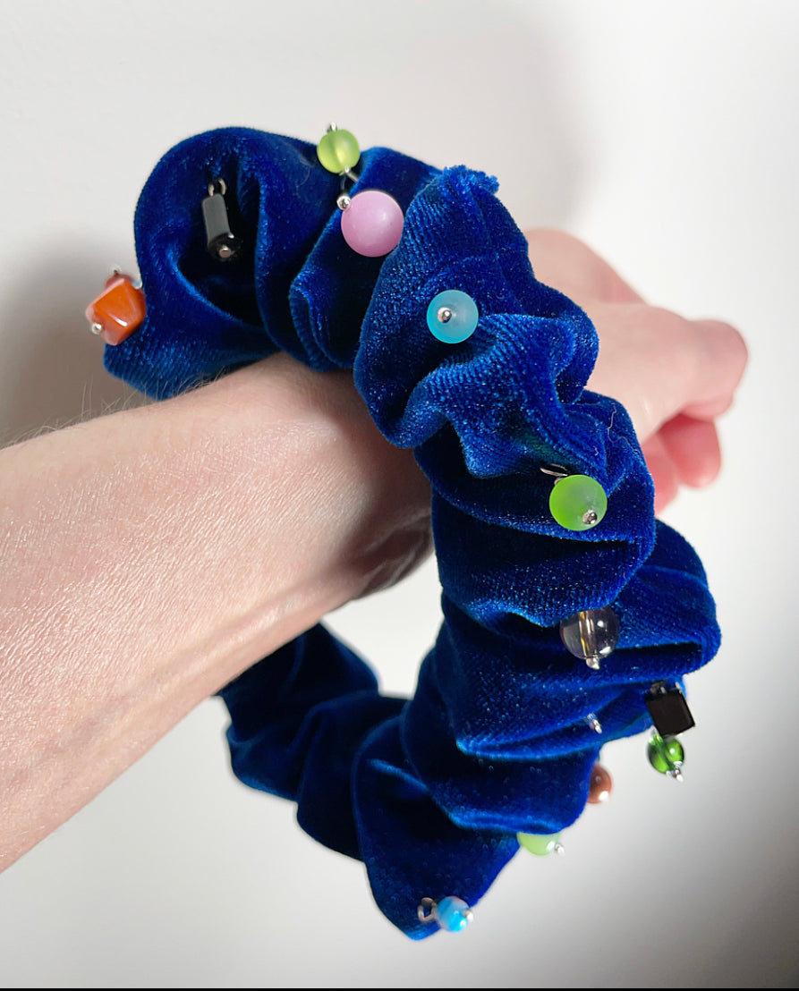 Hanging Jeweled Velvet Scrunchie