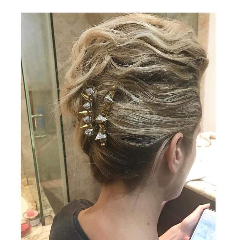 Gold Crystal Spike Barrette