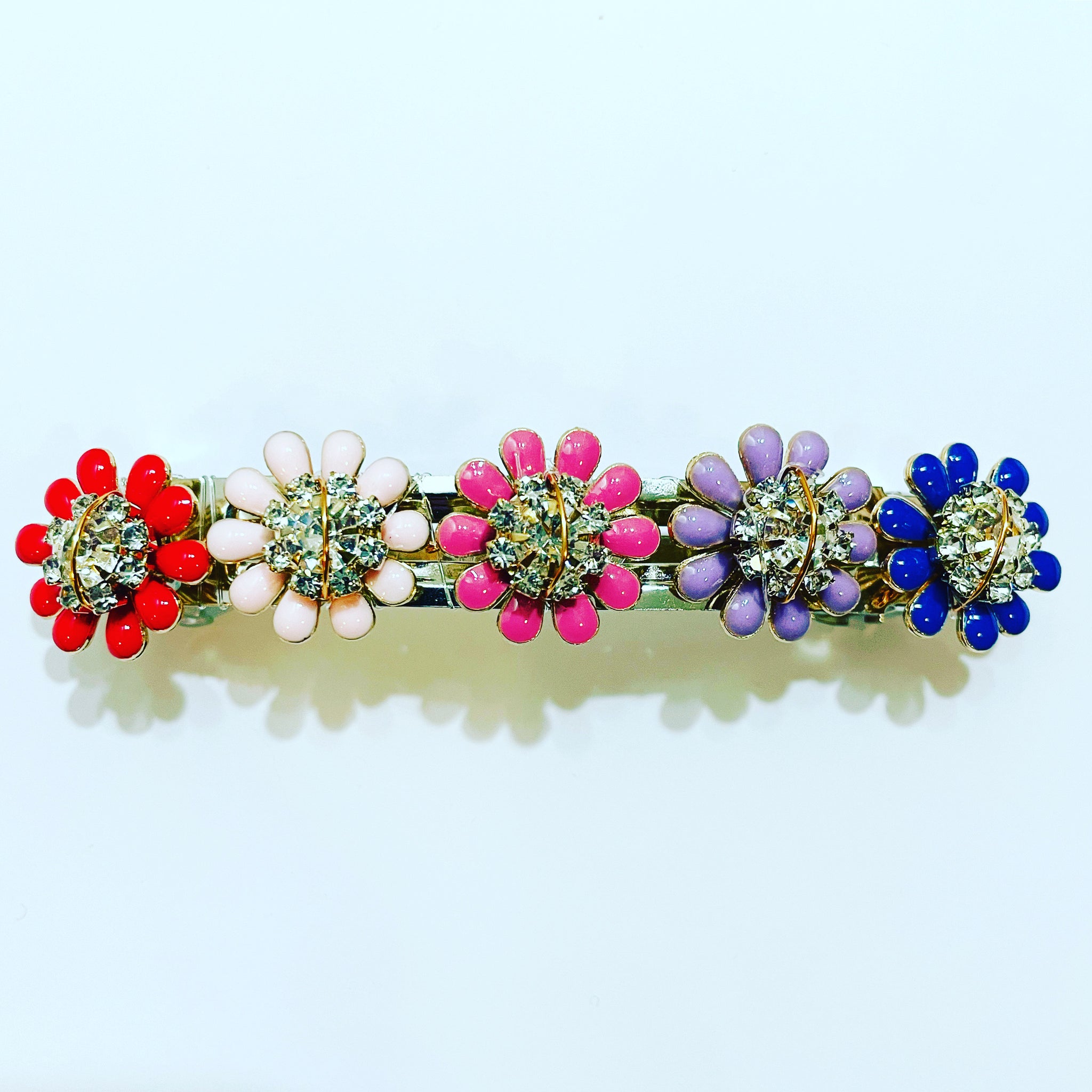 Enamel Crystal Flower Barrette