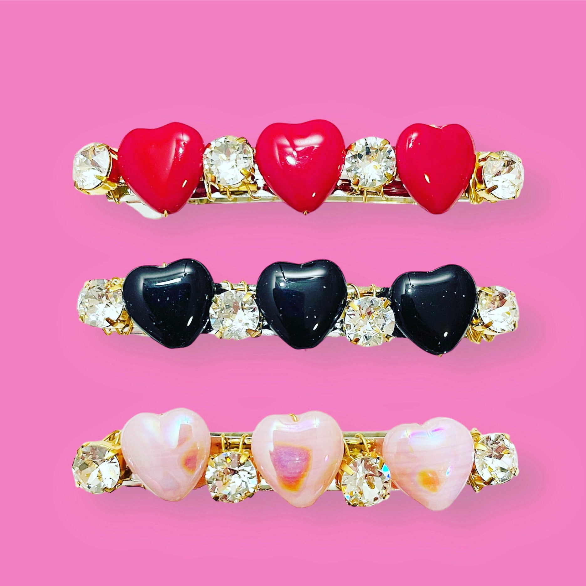 Crystal Heart Barrette