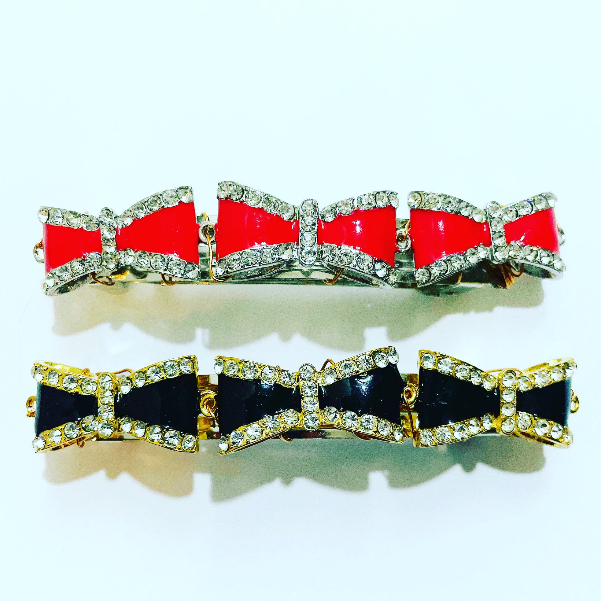 Enamel Crystal Bow Barrette