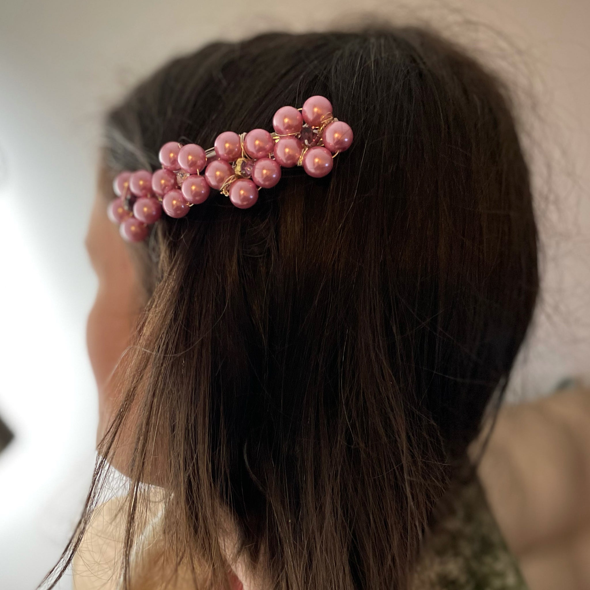 Crystal Pearl Flower Barrette