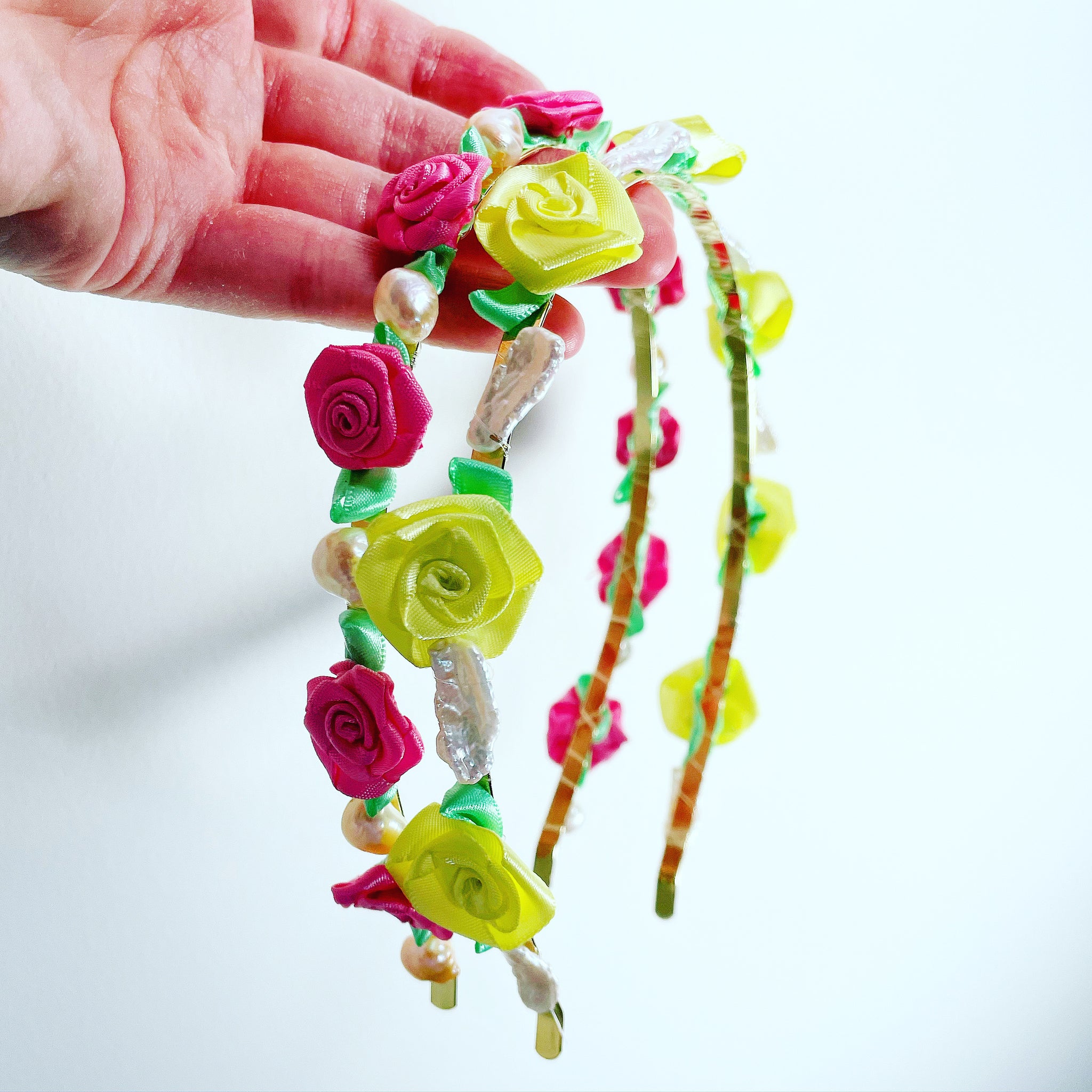 Satin Rose Pearl Headband