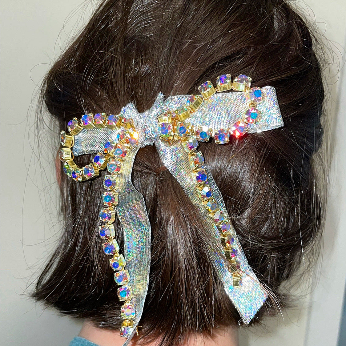 Crystal Chain Bow Barrette