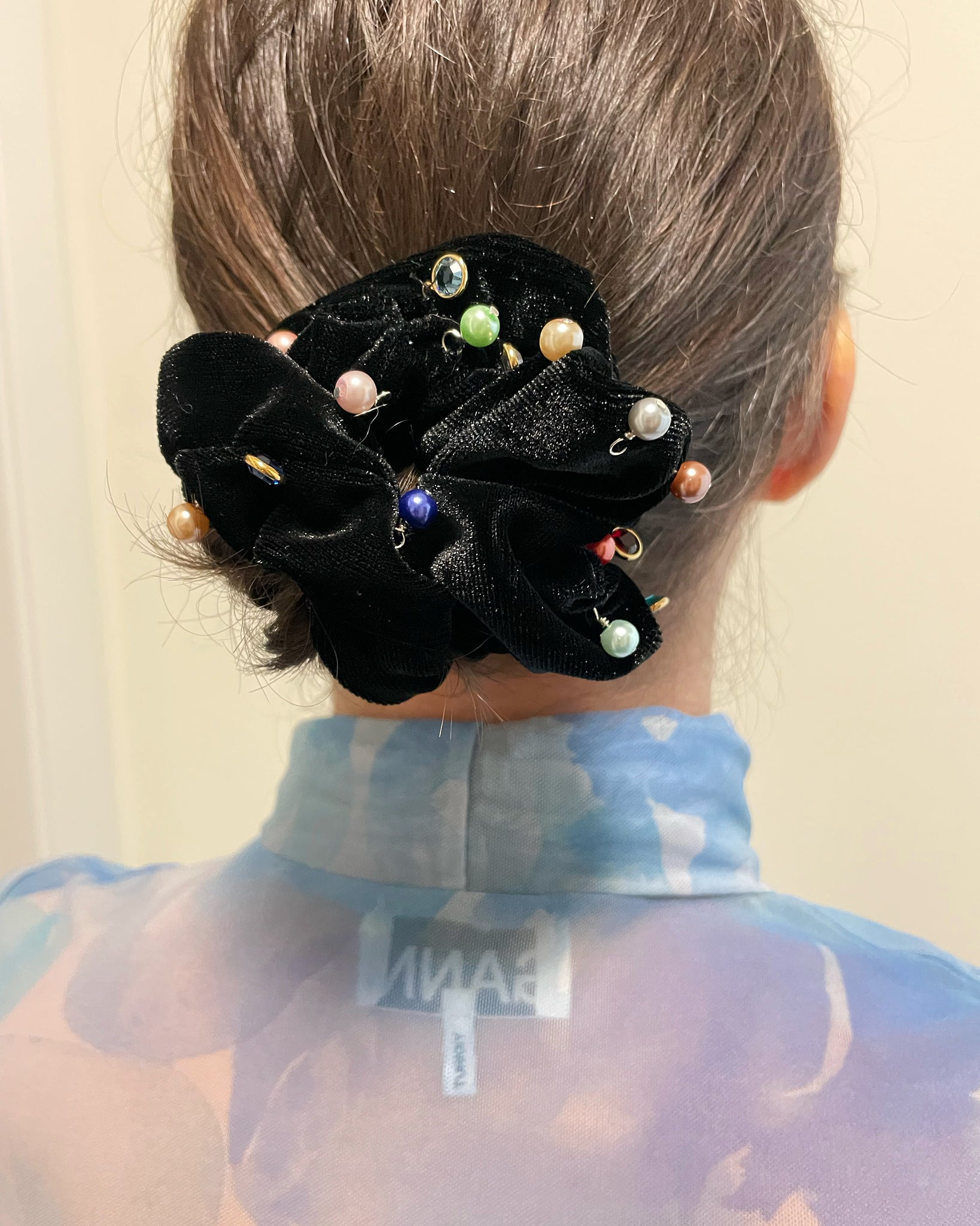 Hanging Jeweled Velvet Scrunchie