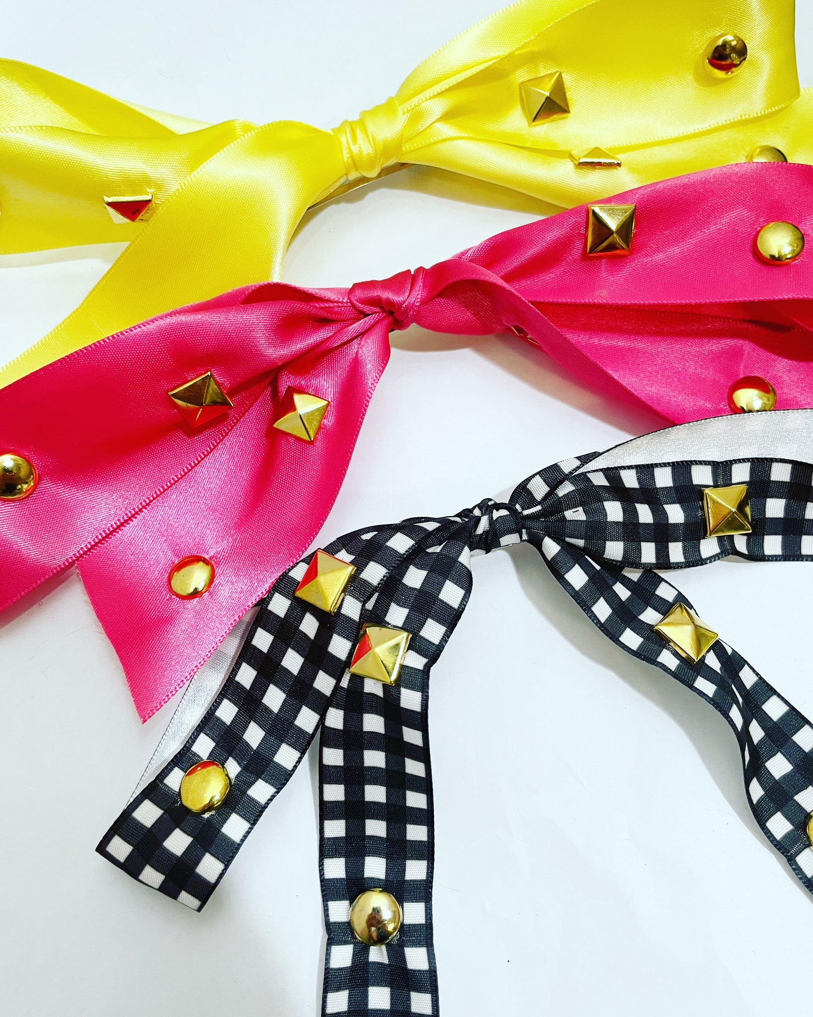 Satin Studded Bow Barrette
