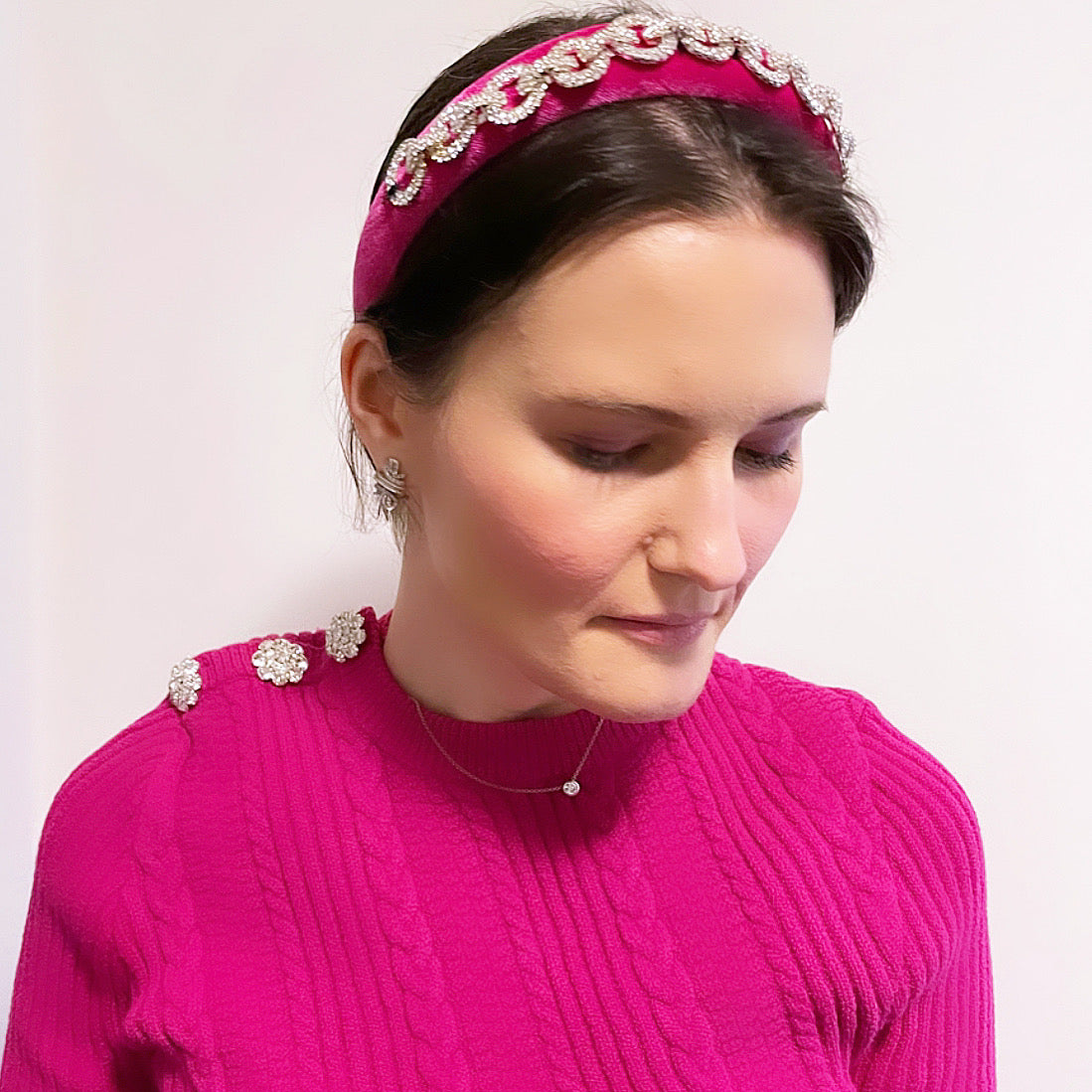 Crystal Chain Velvet Padded Headband